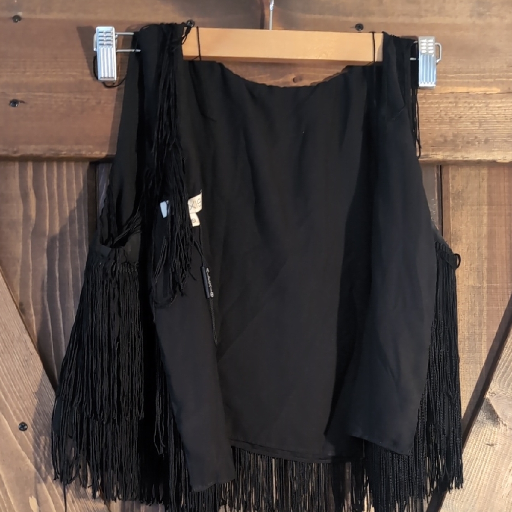 Alexis Boho Chic Black Vest with Fringe